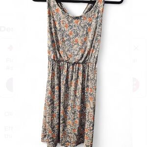 Kaileigh Olive & Orange Floral Cross-Back Aline Dress
